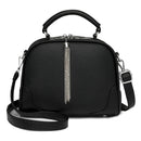 Black Chic Mini Round Crossbody Bag for Women - Elegant Handbag with Tassel Accent