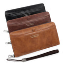 Black 2PCS Men's Premium Long Wallet - Business PU Leather Zip Around Card Holder with Multiple Slots & Pull-Tab Design
