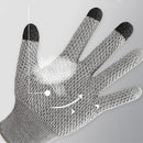 Grey 3-Pack Cut Resistant Gloves (Level 5 Protection) - Pineapple Grip, Touchscreen Compatible, Food Safe for Kitchen, Butcher & Fish Cleaning - One Size Fits Most