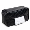 Black 2-Pack Car Tissue Box Holder Set - Universal Sun Visor & Seat Back PU Leather Organizer