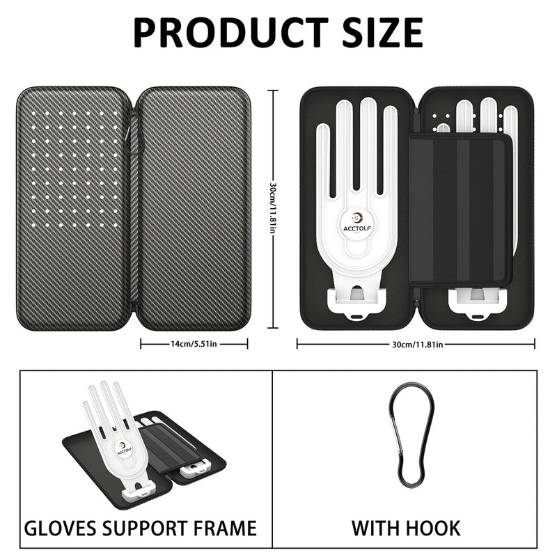 Grey Golf Glove Bag with Dual Glove Support Frame & Hook - Convenient Storage for Tees, Ball Markers and Golf Accessories