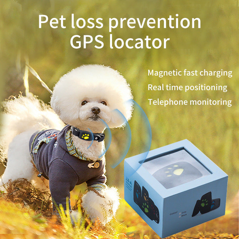 Blue Real-Time Pet GPS Tracker Locator - Magnetic Charging, Multi-Mode Positioning for Dogs & Cats