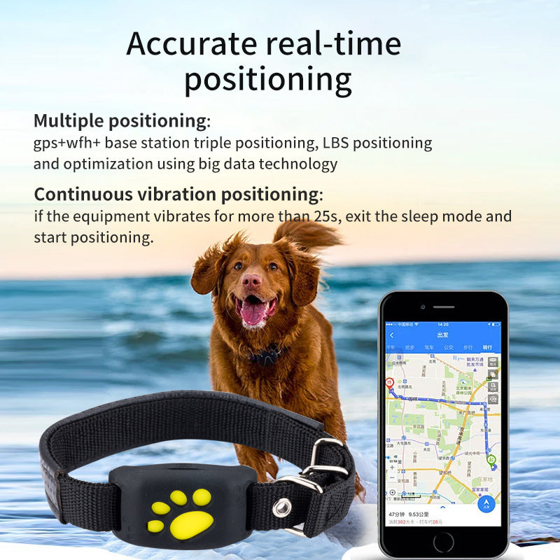 Blue Real-Time Pet GPS Tracker Locator - Magnetic Charging, Multi-Mode Positioning for Dogs & Cats