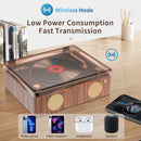 Retro Turntable Style Bluetooth Speaker & CD Player with Display - USB Rechargeable