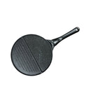 Black Double Compartment + Black Handle Non-Stick Pancake Pan - 7-Hole Fun Shapes Breakfast Griddle (27cm)