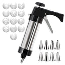 Black Deluxe Cookie Press & Icing Gun Set - 13 Discs & Multiple Nozzles for Baking & Decorating