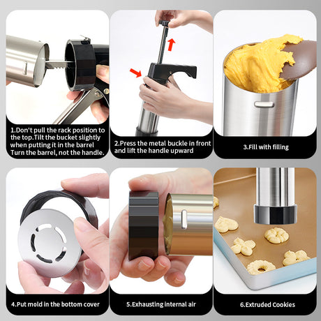 Black Deluxe Cookie Press & Icing Gun Set - 13 Discs & Multiple Nozzles for Baking & Decorating