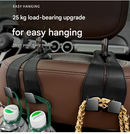 Beige Heavy Duty Car Headrest Hooks (Set of 4 Units) - PU Leather Seat Back Organizer Hangers