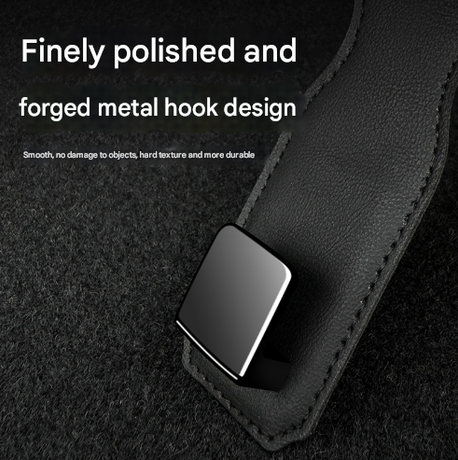 Beige Heavy Duty Car Headrest Hooks (Set of 4 Units) - PU Leather Seat Back Organizer Hangers