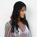 Black Boho Hand-Crocheted Tassel Sun Hat - Lightweight Breathable Beach Cap (Fits 55-60cm)