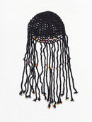 Beige Boho Hand-Crocheted Tassel Sun Hat - Lightweight Breathable Beach Cap (Fits 55-60cm)