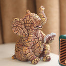 2 PCS Textured Resin Elephant Figurine - Decorative Stone-Look Statue for Home & Garden Decor