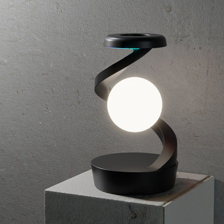 Grey-Black Modern Levitating LED Desk Lamp  - Spiral Design Atmosphere Light