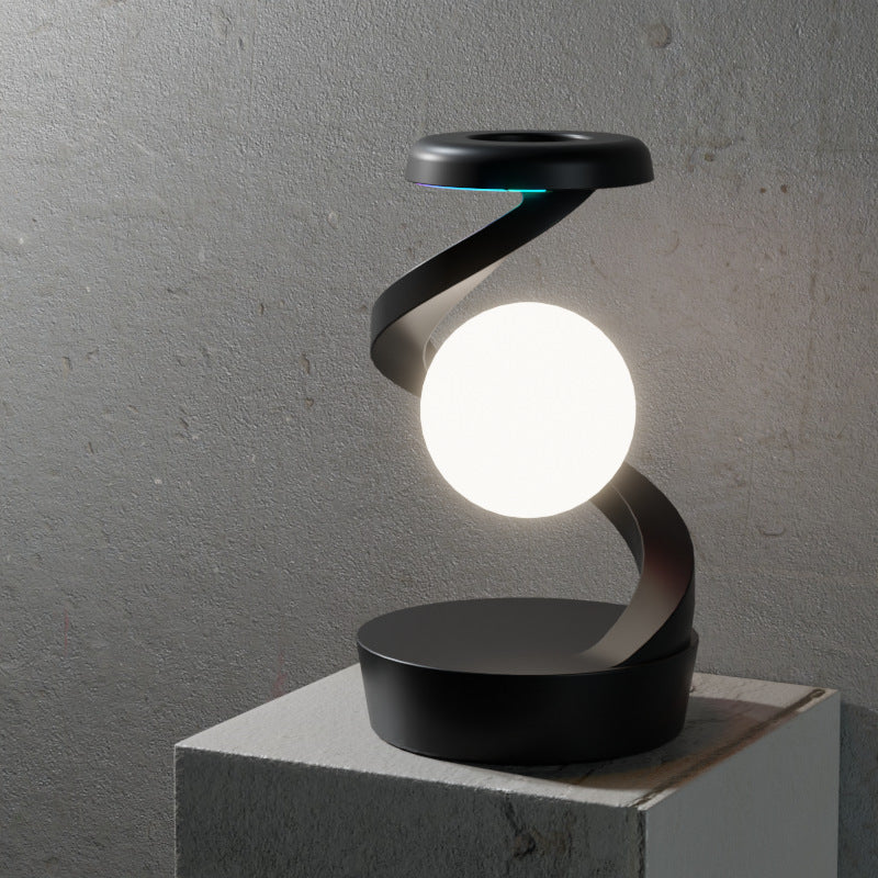 Grey-Black Modern Levitating LED Desk Lamp  - Spiral Design Atmosphere Light