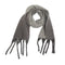 Grey Plush Gradient Winter Scarf Shawl - Thick Textured Circle Yarn with Chunky Tassels - 185cm x 40cm