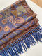 Light Blue Bohemian Paisley Print Scarf - Large Lightweight Shawl Wrap - 200cm x 65cm