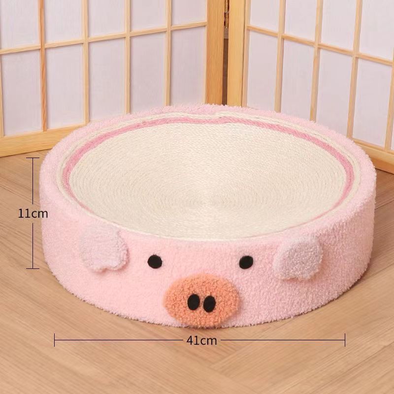 Adorable Cloth Pig Cat Scratching Post and Lounger - 41cm Cat Claw Proof Basin
