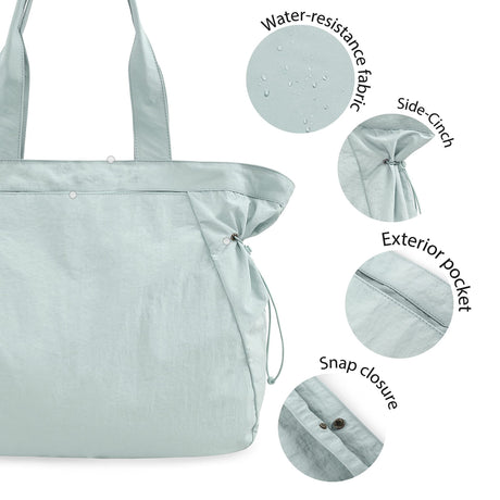 Water-Resistant Tote Bag with Drawstring Side-Cinch and Snap Closure - 18L Capacity Pink