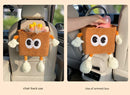 Black Cute Cartoon Car Trash Bin with Adjustable Strap - Water-Repellent Corduroy (19x24cm)