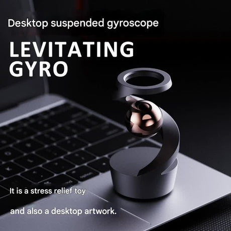 Desktop Levitating Gyro,Magnetic Floating Desk Toy for Stress Relief, Elegant Design-silver