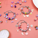 Unicorn DIY Beaded Bracelet Kit for Kids - Red Crystal Beads and Charms Jewelry Set with Gift Box