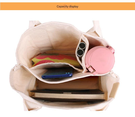 Pink Canvas Lunch Tote Bag - Stylish Handbag with Multiple Compartments for Women