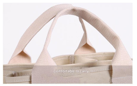 Pink Canvas Lunch Tote Bag - Stylish Handbag with Multiple Compartments for Women