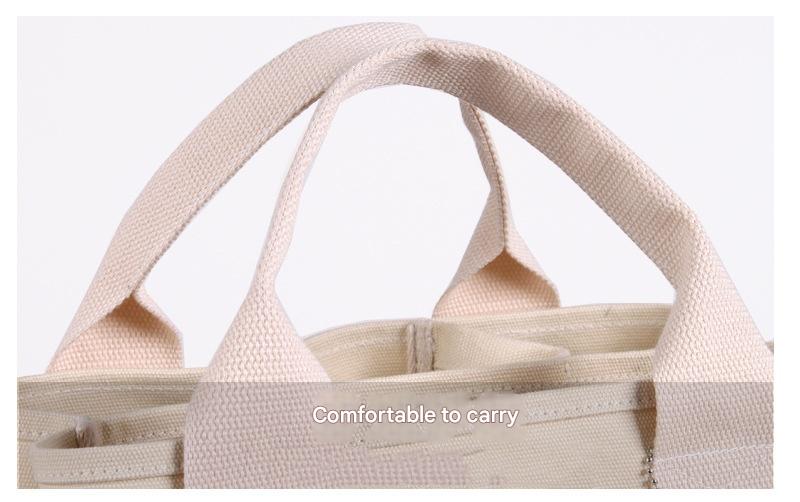 Pink Canvas Lunch Tote Bag - Stylish Handbag with Multiple Compartments for Women