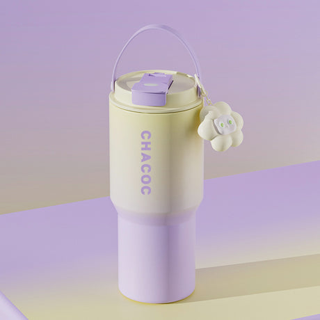 304 Stainless Steel Insulated Tumbler,Large Capacity with Handle and Cute Cloud Accessory(Purple)
