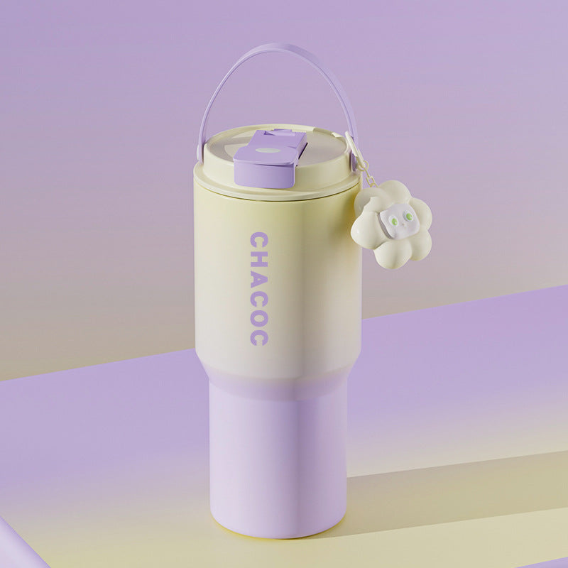 304 Stainless Steel Insulated Tumbler,Large Capacity with Handle and Cute Cloud Accessory(Purple)