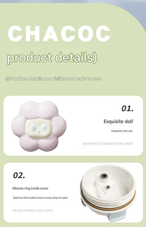 304 Stainless Steel Insulated Tumbler,Large Capacity with Handle and Cute Cloud Accessory(Purple)