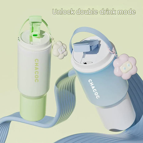 304 Stainless Steel Insulated Tumbler,Large Capacity with Handle and Cute Cloud Accessory(Blue)