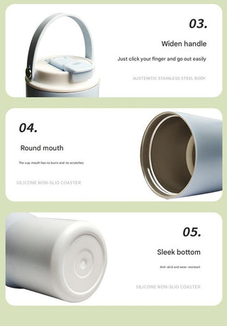 304 Stainless Steel Insulated Tumbler,Large Capacity with Handle and Cute Cloud Accessory(Blue)