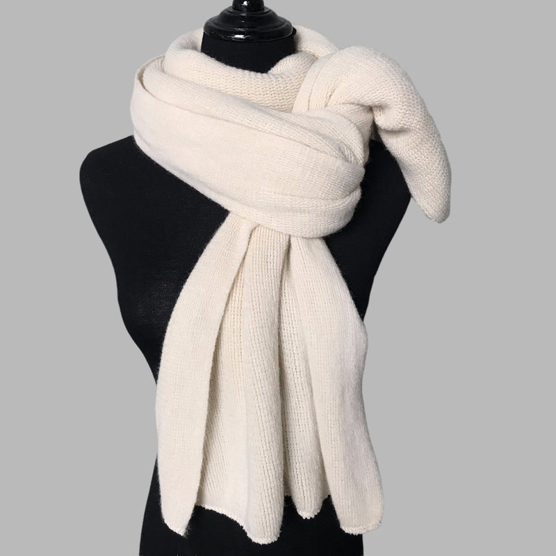 Beige Imitation Cashmere Solid Scarf - Warm Winter Shawl for Men and Women