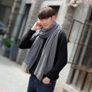 Beige Imitation Cashmere Solid Scarf - Warm Winter Shawl for Men and Women