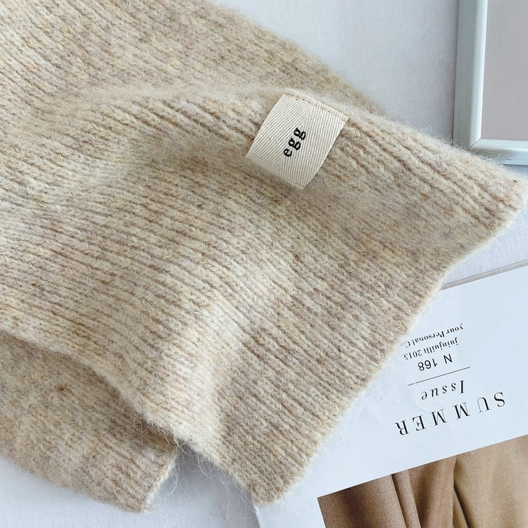 Beige Cozy Knit Scarf - Soft Wool-Blend Winter Neck Wrap, Warm and Stylish