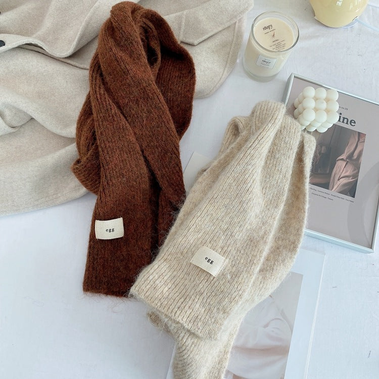 Beige Cozy Knit Scarf - Soft Wool-Blend Winter Neck Wrap, Warm and Stylish