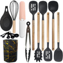 Black 12-Piece Silicone Cooking Utensil Set - Non-Stick Food-Grade Kitchen Tools with Holder