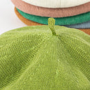 Beige green Linen Knit Beret - Classic Soft and Stylish Headwear