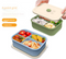 Light blue Microwave-Safe Silicone Lunch Box with 4 Compartments - Airtight Bento Box for Work and Travel