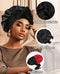 Luxury Double-Sided Satin Bonnet with Elastic Band(Navy blue + light blue lining)