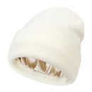 Premium Warm Beanie with Silk Satin Lining(White)