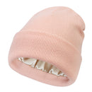 Premium Warm Beanie with Silk Satin Lining(pink)