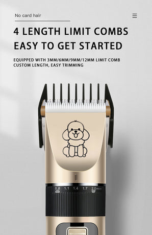Professional Pet Grooming Hair Clipper Kit - Rechargeable, Low Noise, with Ceramic Blades & 5-Speed Adjustment(White)