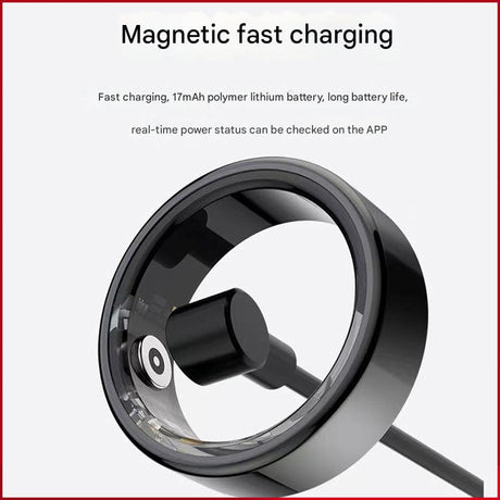 Advanced Smart Health Ring - 24/7 Heart Rate, SpO2, Sleep & Activity Tracker with Magnetic Charging(Black)