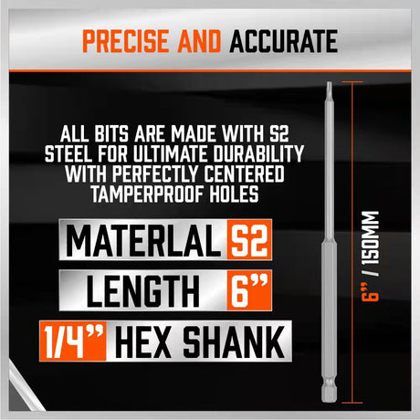 32-Piece Extra Long Screwdriver Bit Set - 150mm S2 Steel Bits with Organizer Stand