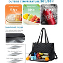 Stylish Quilted Laptop & Lunch Tote Bag , Water-Resistant with Insulated Compartment & Clutch(black)
