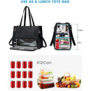 Stylish Quilted Laptop & Lunch Tote Bag , Water-Resistant with Insulated Compartment & Clutch(Beige)