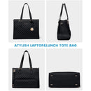 Stylish Quilted Laptop & Lunch Tote Bag , Water-Resistant with Insulated Compartment & Clutch(Beige)