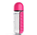 2-in-1 Water Bottle with 7-Day Pill Organizer - 600ml BPA-Free, Portable & Leakproof(Rose)